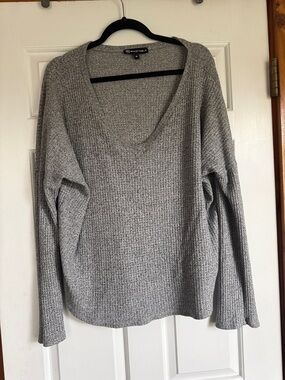 Waffle-Knit V-Neck Sweater in Gray by Wantable